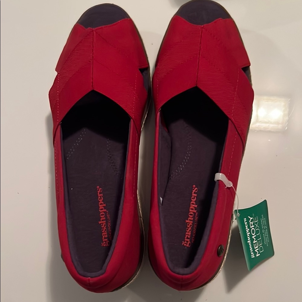 Grasshoppers Red Flats Comfortable Slip-On Loafers